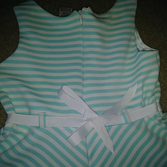 UGC YOUNGLAND TURQUOISE & WHITE STRIPE GIRLS DRESS - Picture 5 of 12